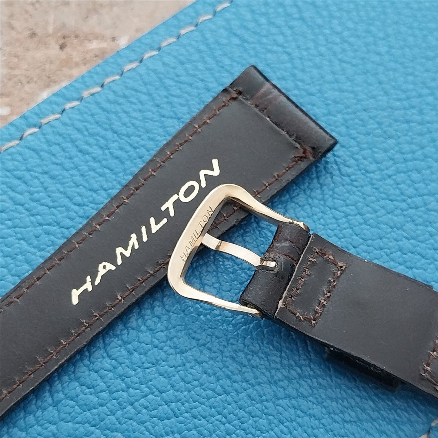 Hamilton 17.3mm Croc Grain Leather Vintage Watch Strap & Gold Logo Buckle