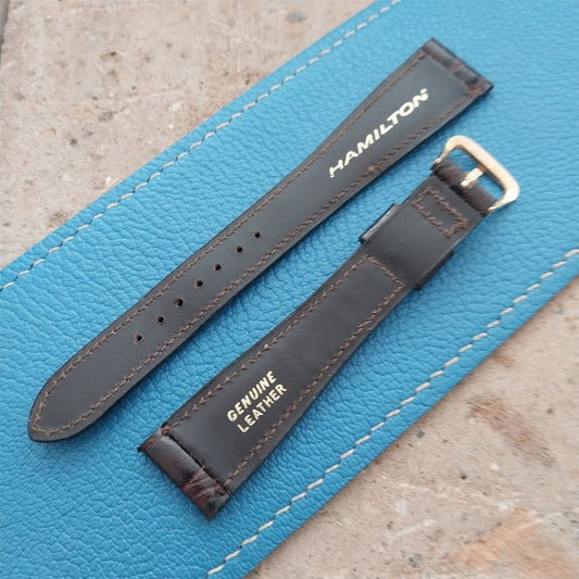 Hamilton 17.2mm Croc Grain Leather Vintage Watch Strap & Gold Logo Buckle