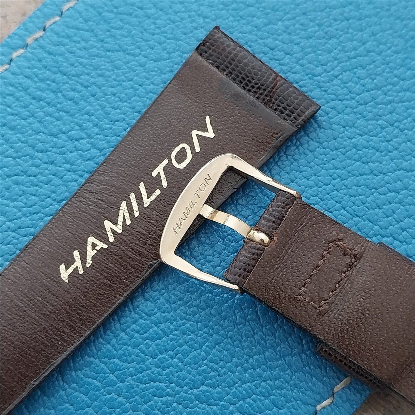 20mm Hamilton Lizard NOS Vintage Watch Strap & Gold Logo Buckle