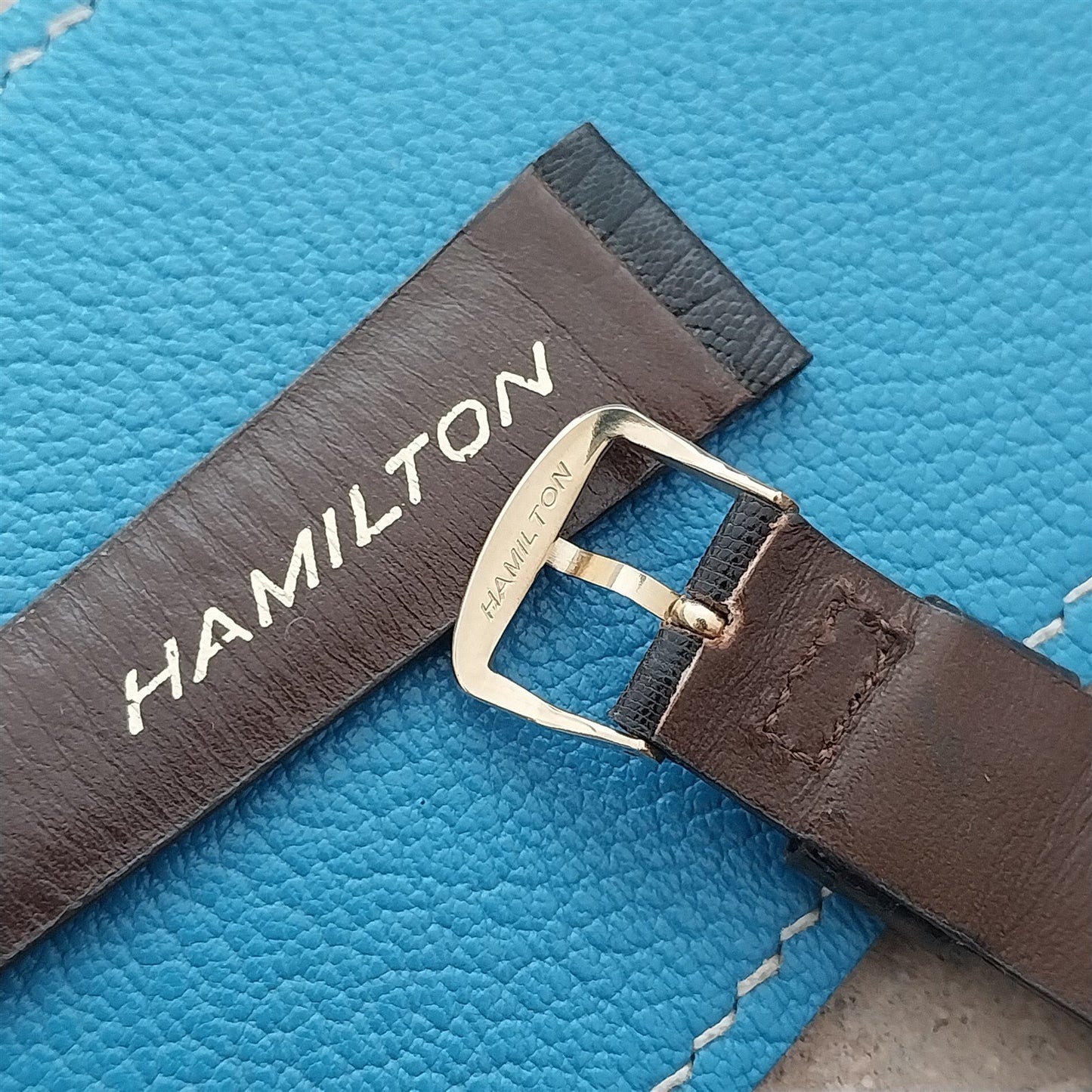 20mm Hamilton Lizard NOS Vintage Watch Strap & Gold Logo Buckle