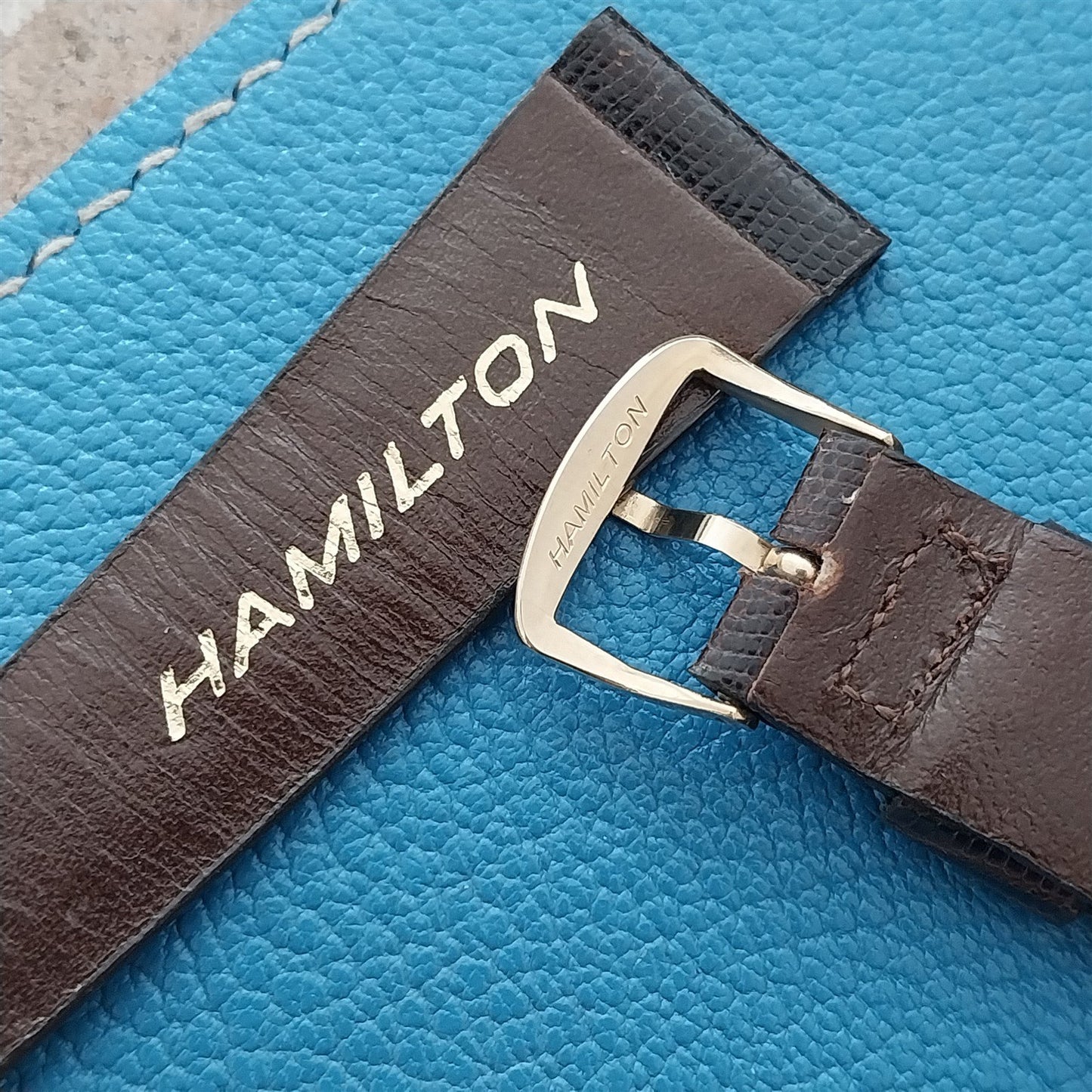 20mm Hamilton Lizard NOS Vintage Watch Strap & Gold Logo Buckle
