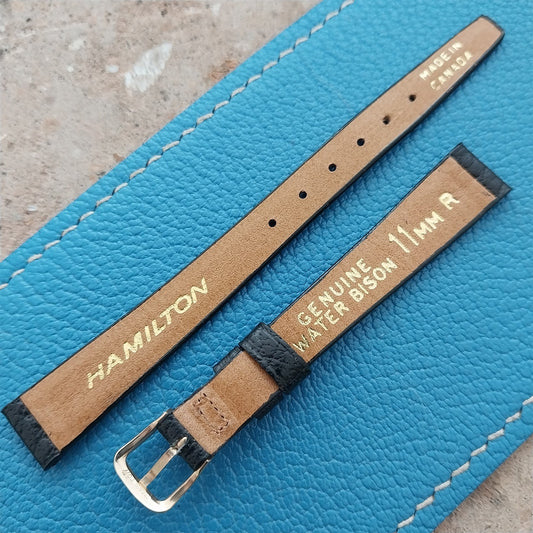 11mm Hamilton Ladies NOS Vintage Bison Watch Strap & Gold Logo Buckle