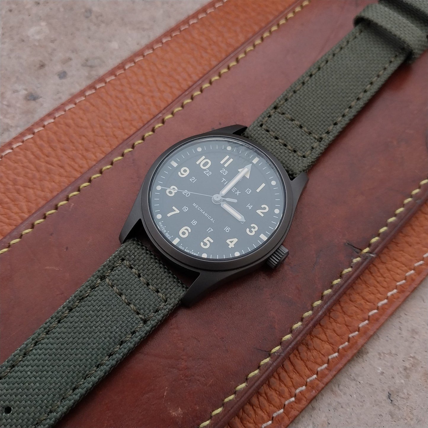 20mm Eulit Canvas Vintage Style Olive Green 20/18 Watch Strap
