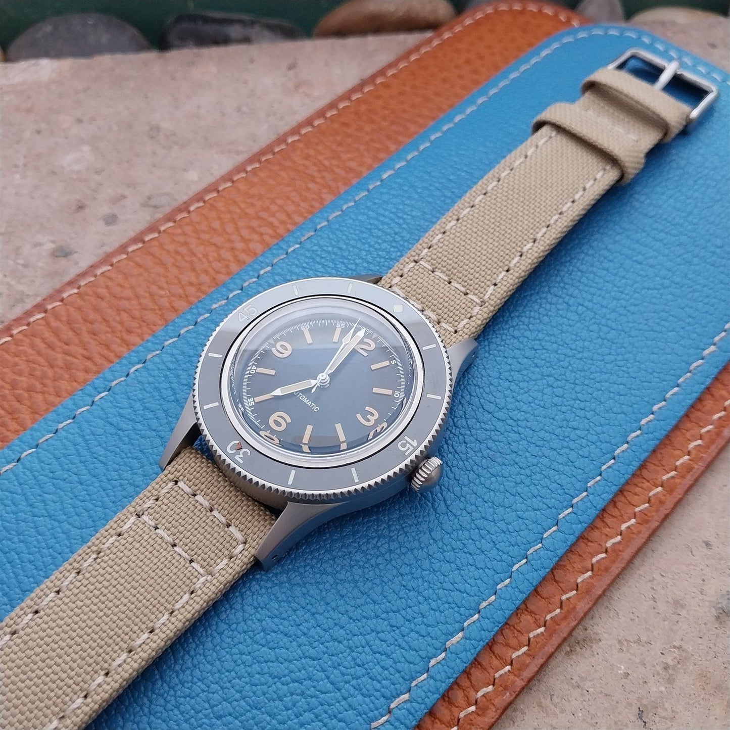 20mm Eulit Canvas Vintage Style Sand Beige 20/18 Watch Strap