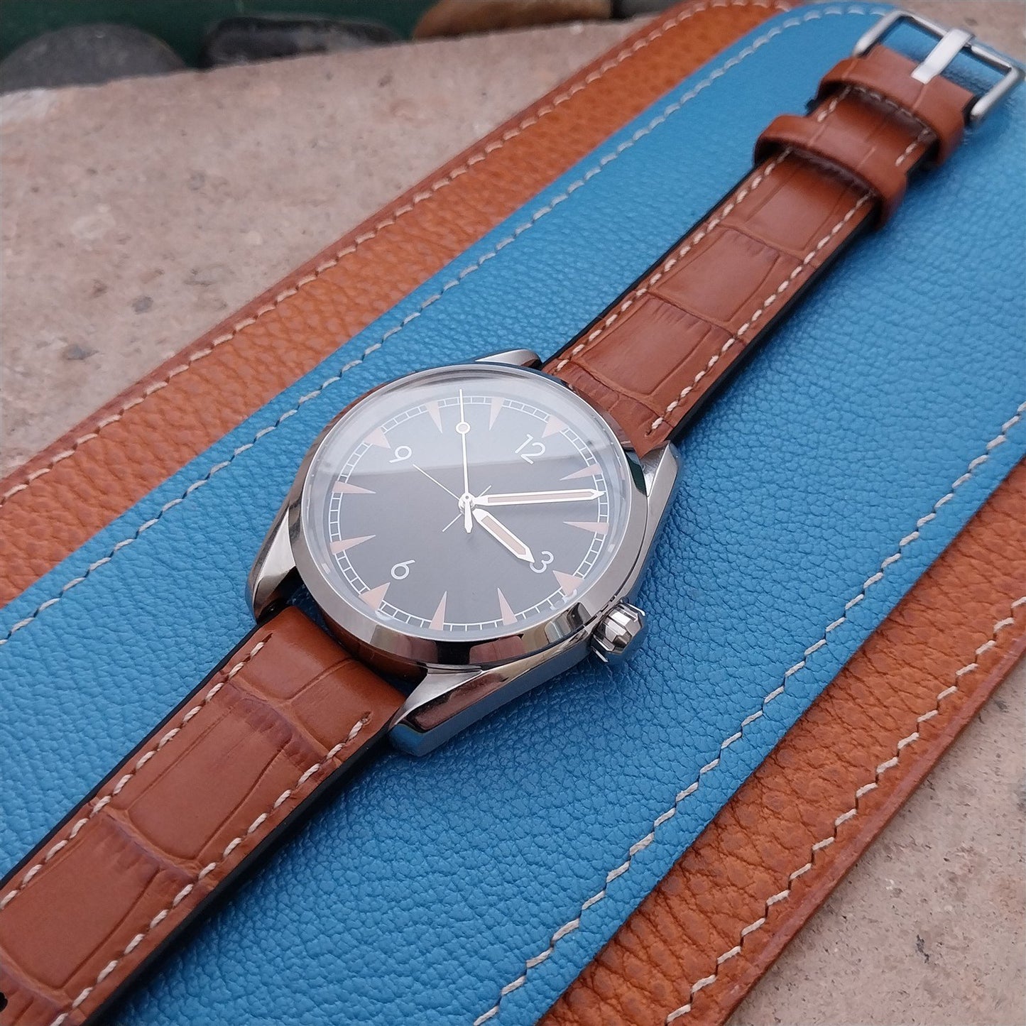 20mm Eulit Belize Golden Brown Silicon Leather Hybrid 20/18 Watch Strap