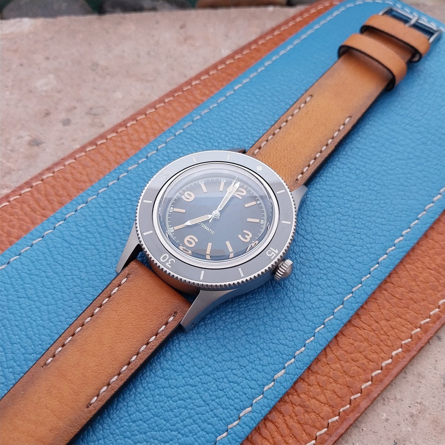 20mm Eulit Woodstock Natural Light Brown Rustic Leather 20/18 Watch Strap