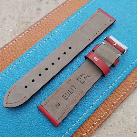20mm Eulit Woodstock Vintage Style Rustic Red Leather 20/18 Watch Strap
