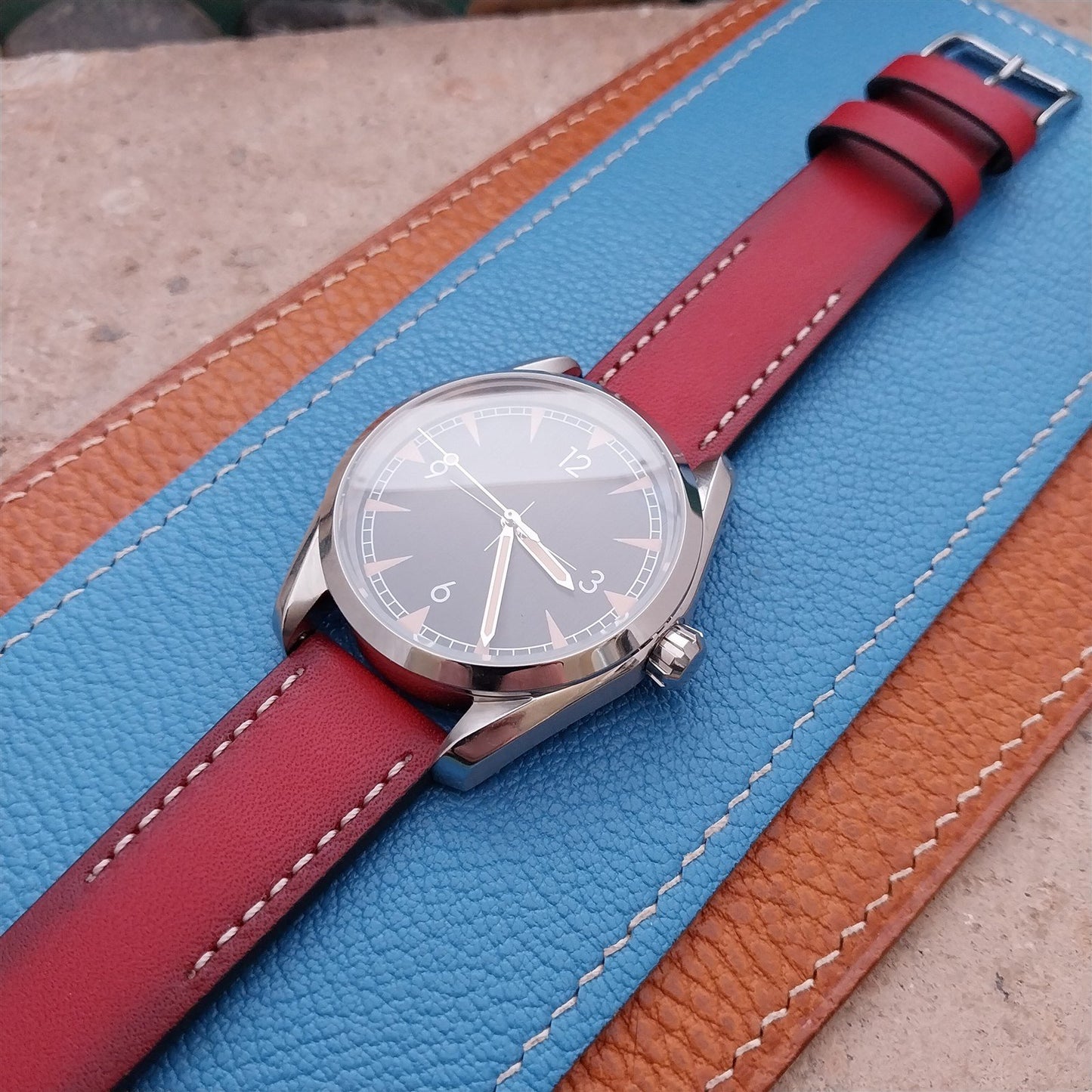 20mm Eulit Woodstock Vintage Style Rustic Red Leather 20/18 Watch Strap