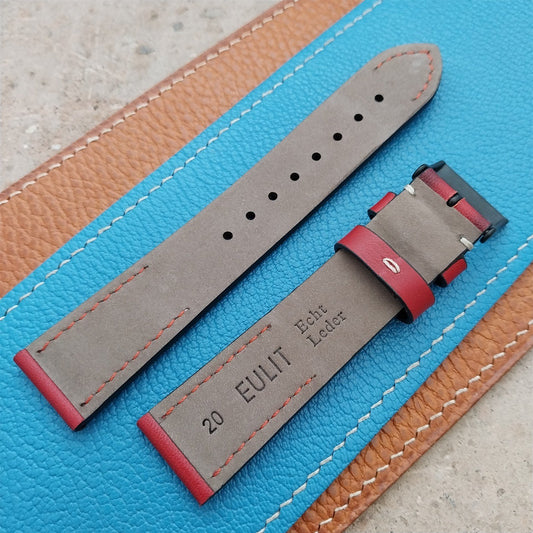 20mm Eulit Woodstock Vintage Style Rustic Red Leather 20/18 Watch Strap