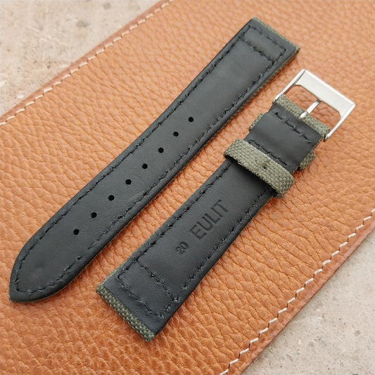 20mm Eulit Canvas Vintage Style Olive OD Green 20/18 Watch Strap