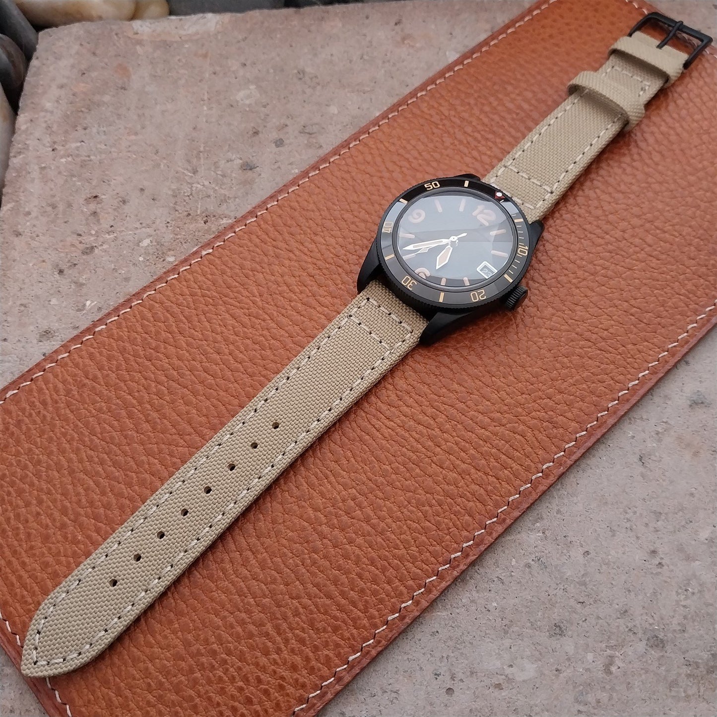 20mm Eulit Canvas Vintage Style Sand Beige 20/18 Watch Strap