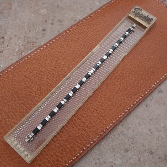 1950s Vintage White Gold-Filled & Black Speidel Unused Cocktail Watch Band