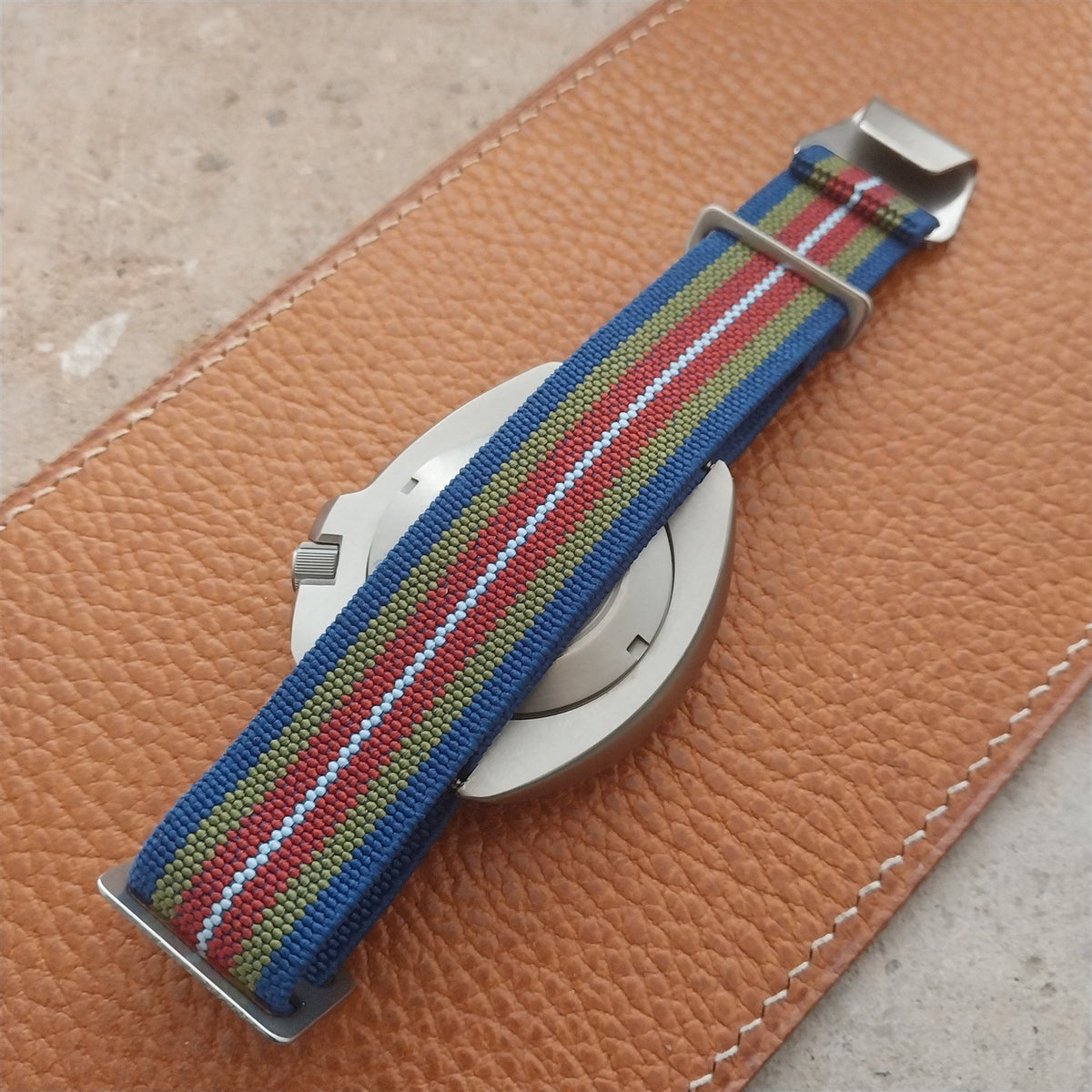 20mm Marine Nationale MN Parachute Striped Elastic Watch Strap