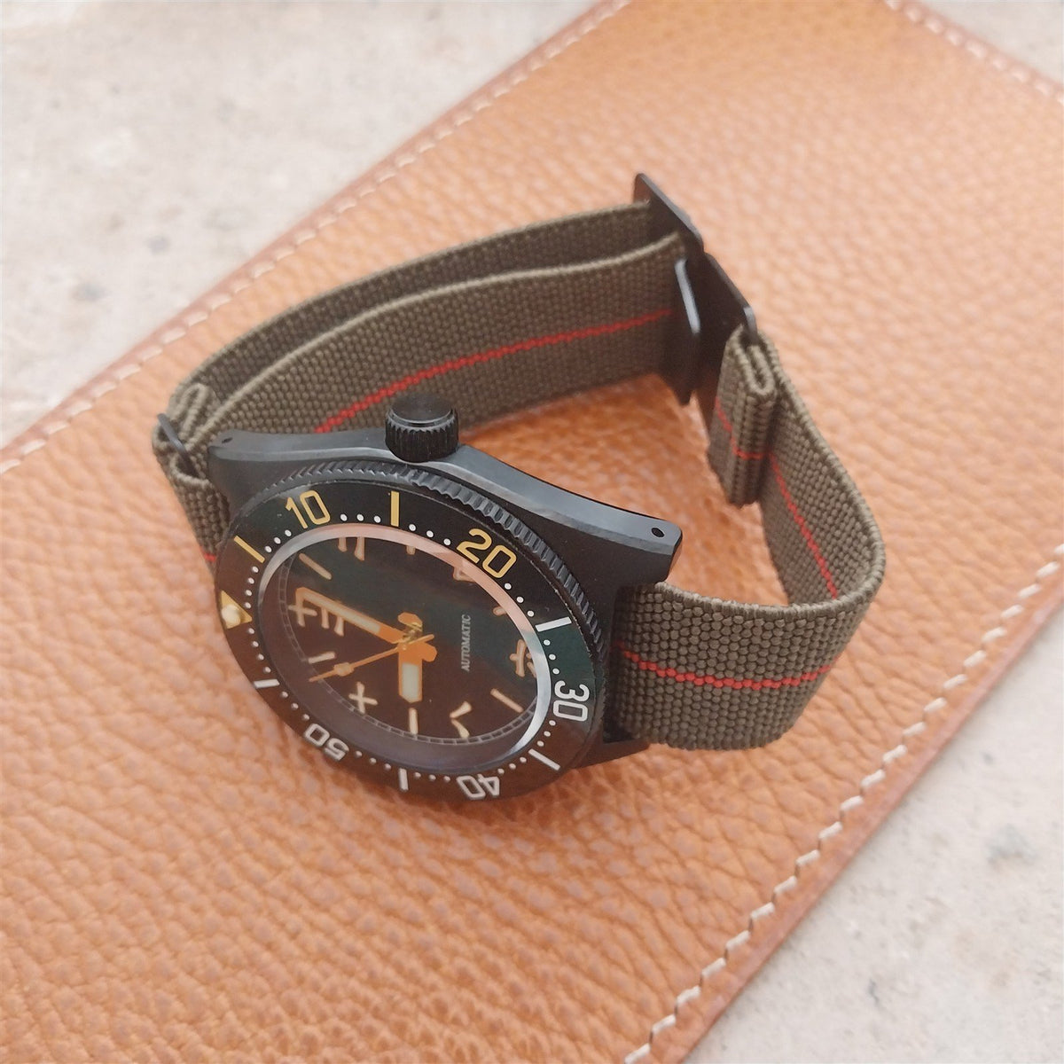 20mm Marine Nationale Parachute Elastic Watch Strap & Black Hardware
