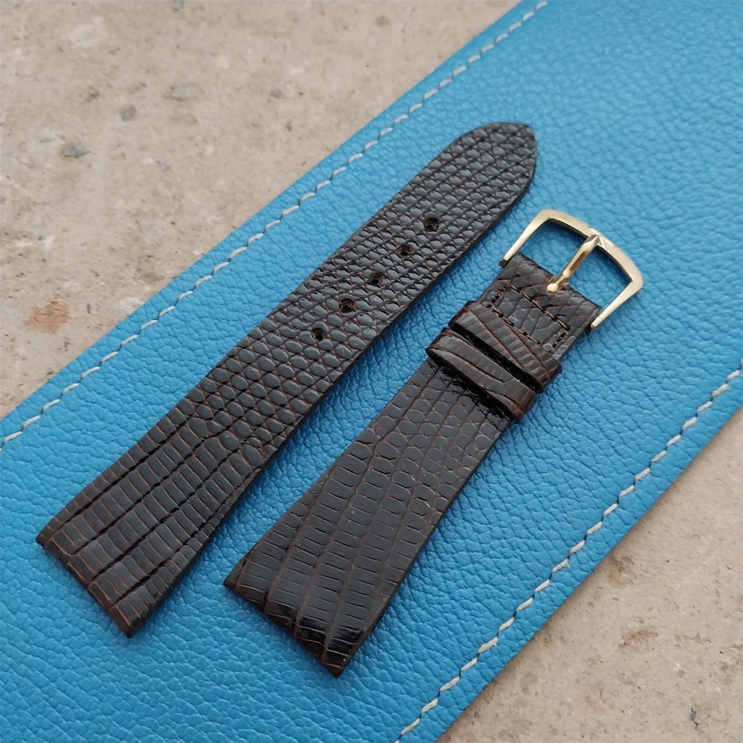 20mm Kalbe Brown Lizard Short Unused nos 1970s Vintage Watch Strap