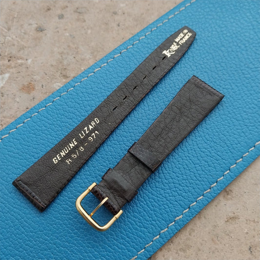 Vintage 16mm Kalbe France Brown Lizard Classic Tapered Watch Strap