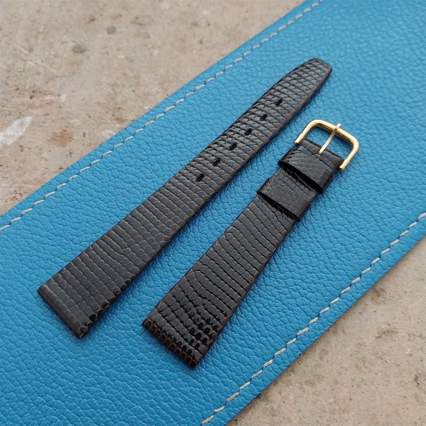 Vintage 16mm Kalbe France Brown Lizard Classic Tapered Watch Strap