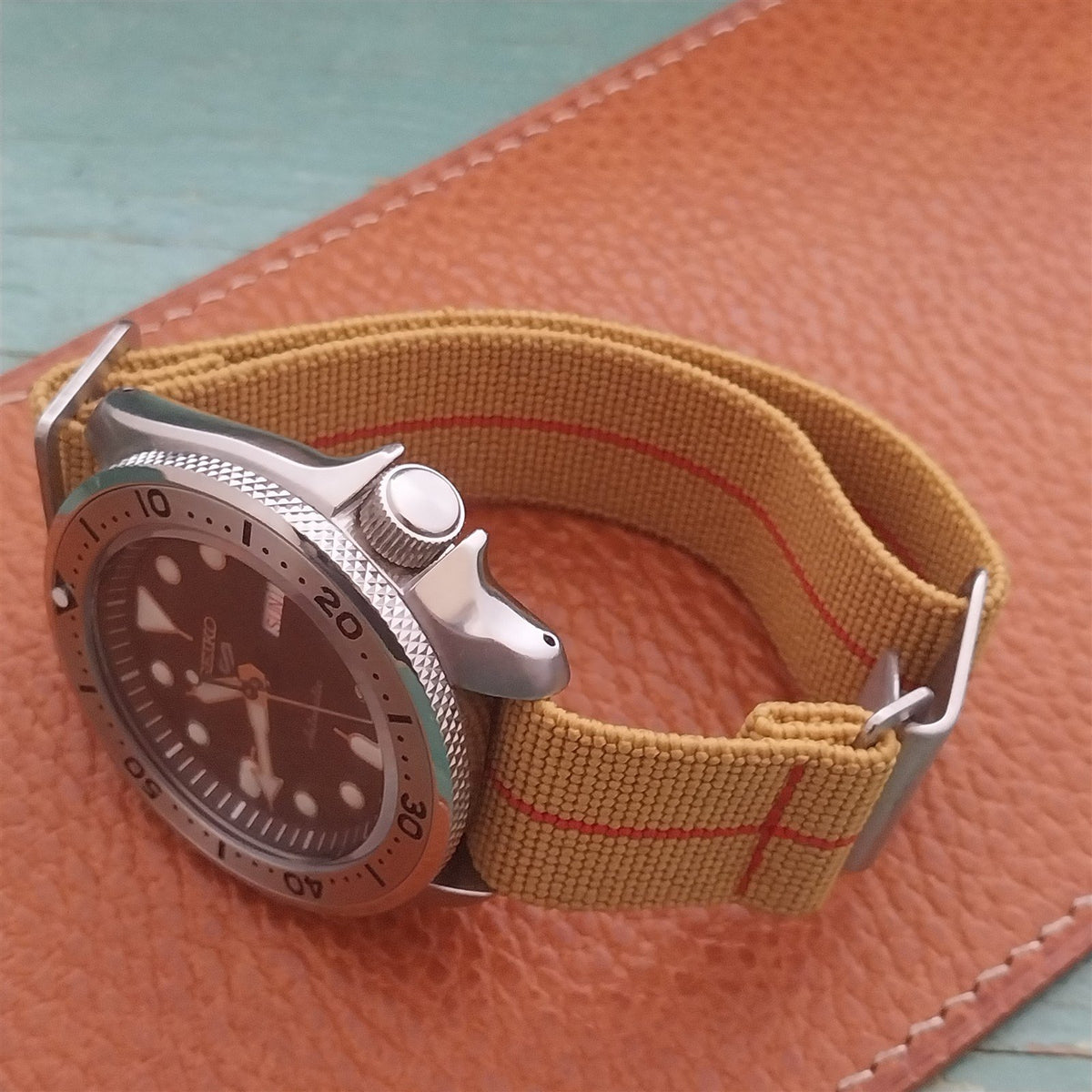 22mm Marine Nationale MN Parachute Elastic Yellow & Red Watch Strap