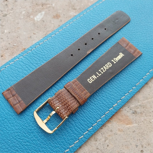 Vintage 19mm Hadley Roma 819 Thin Tapered Lizard Unused nos Classic Watch Strap