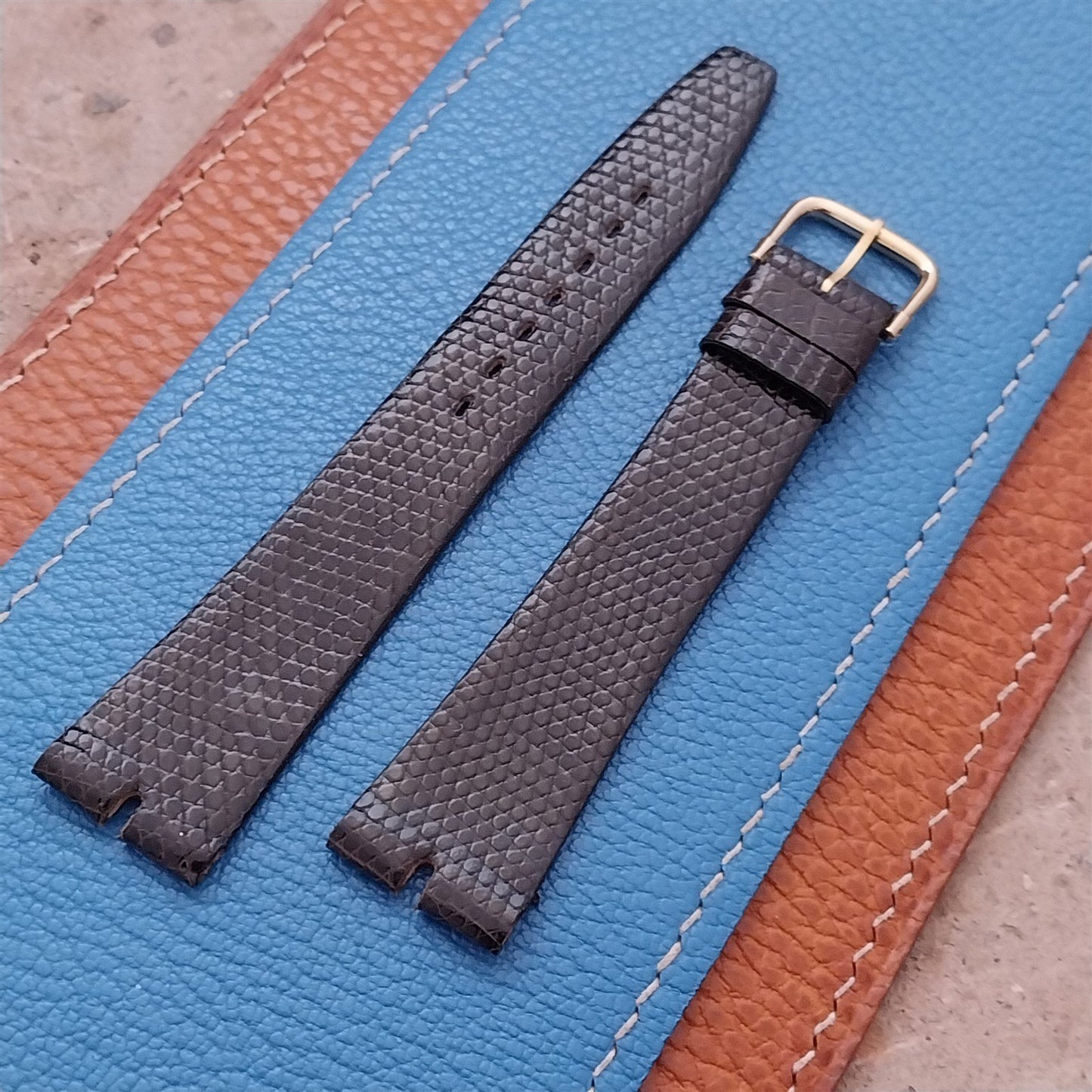 18mm Hadley Roma Gucci Cut Brown Lizard nos Unused Vintage Watch Strap