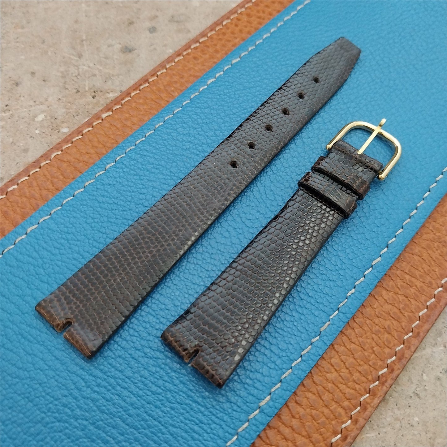 18mm Hadley Roma Gucci Cut Brown Lizard nos Unused Vintage Watch Strap