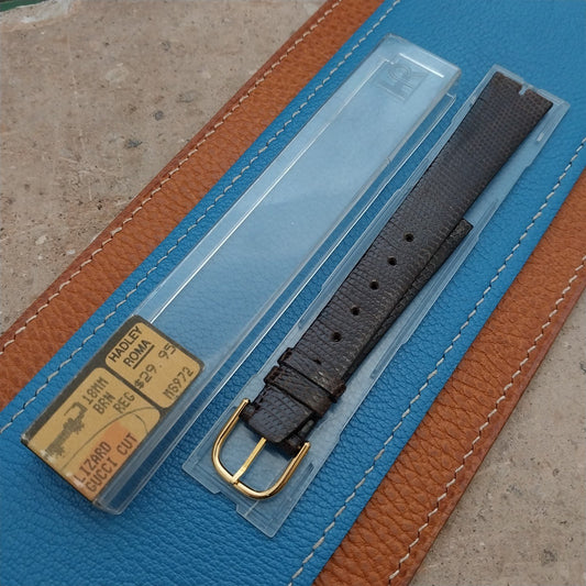 18mm Hadley Roma Gucci Cut Brown Lizard nos Unused Vintage Watch Strap