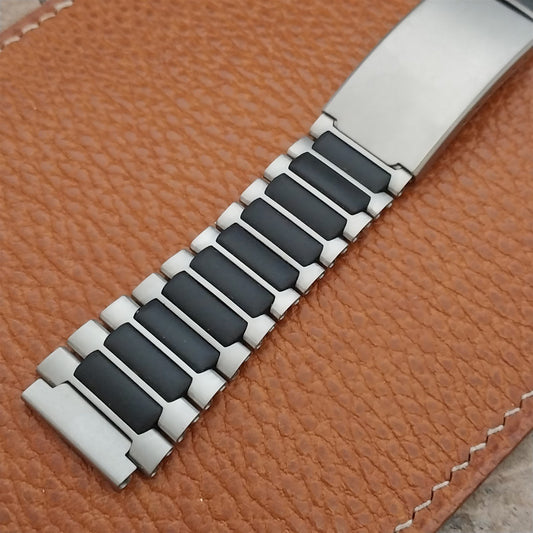 Black Stainless Steel 19mm Flared Unused nos Vintage Watch Band