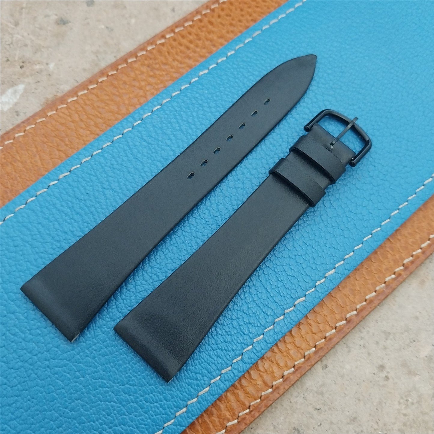 19mm Hadley Roma France Tapered Black Leather 19/14 Unused Watch Strap