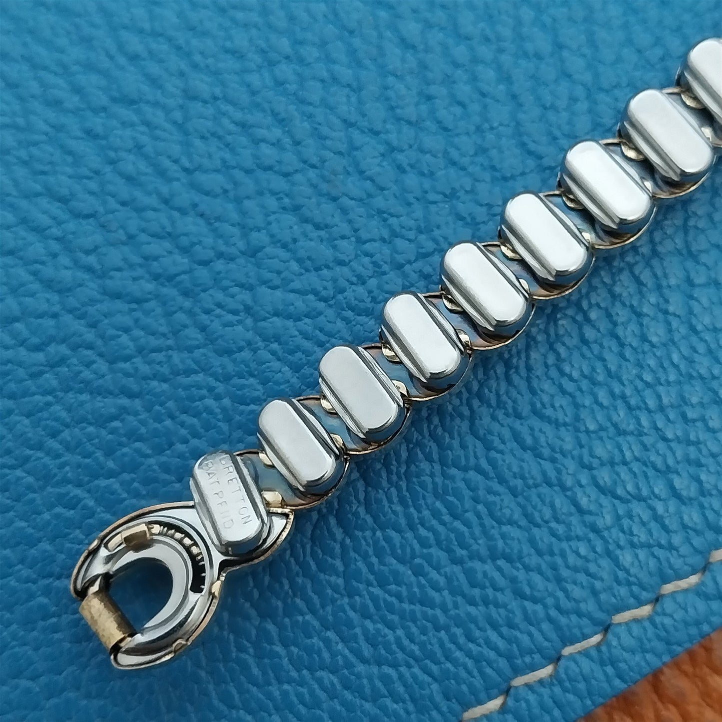 1950s Vintage Ladies Gold-Filled & Red Glass Bretton Cocktail Watch Band