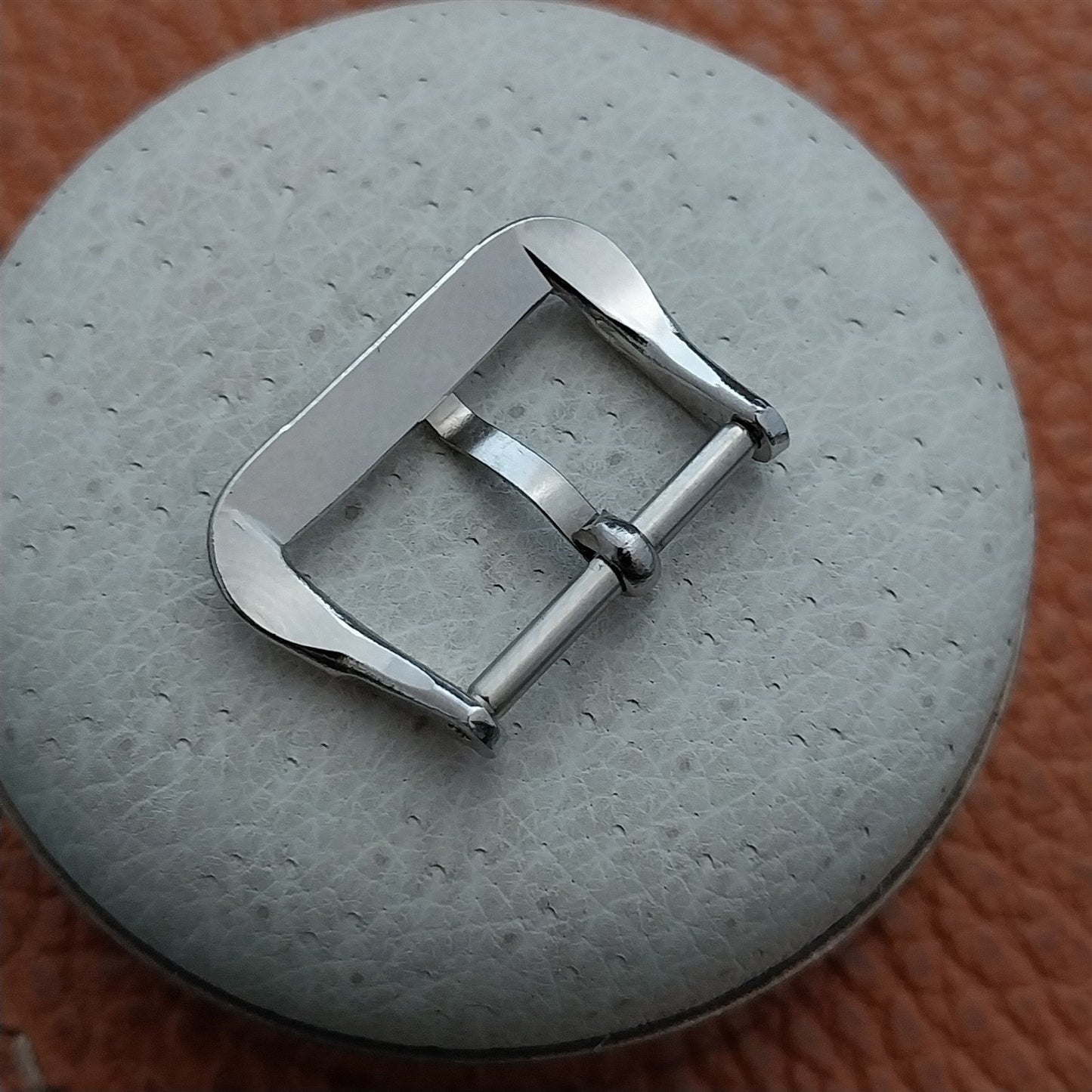 16mm 1970s Vintage White Gold-Tone Classic Unused Watch Strap Buckle