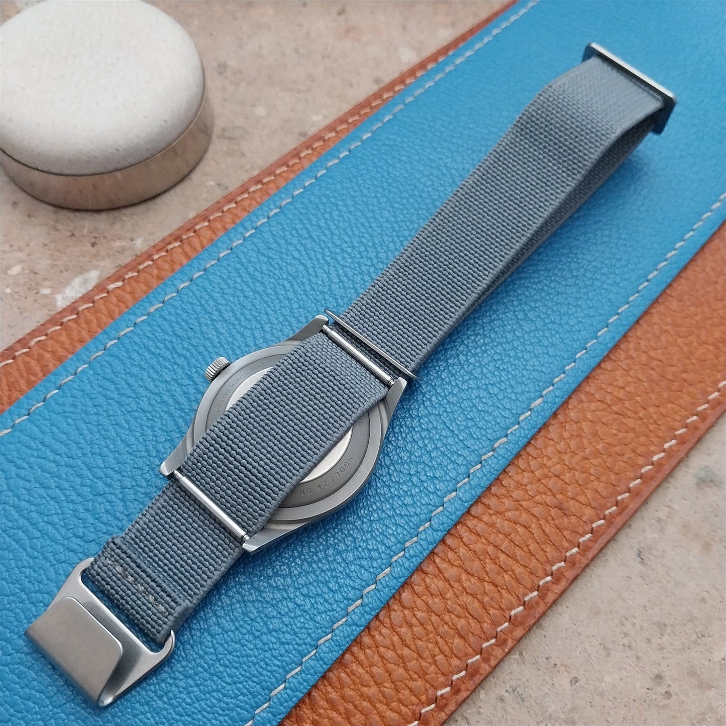 18mm Marine Nationale MN Parachute Gray Elastic Field Watch Strap