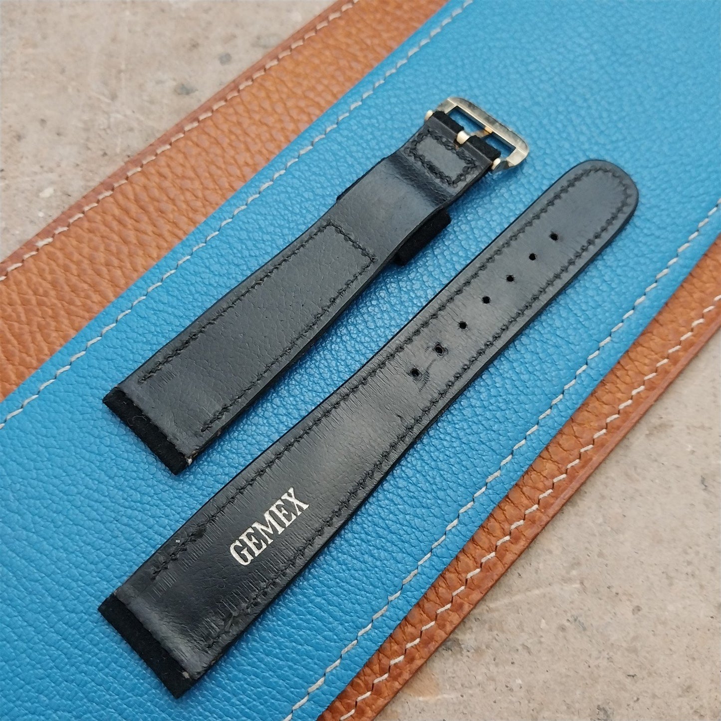 Vintage 19mm Gemex Unpadded Suede Long Unused 1950s Watch Strap