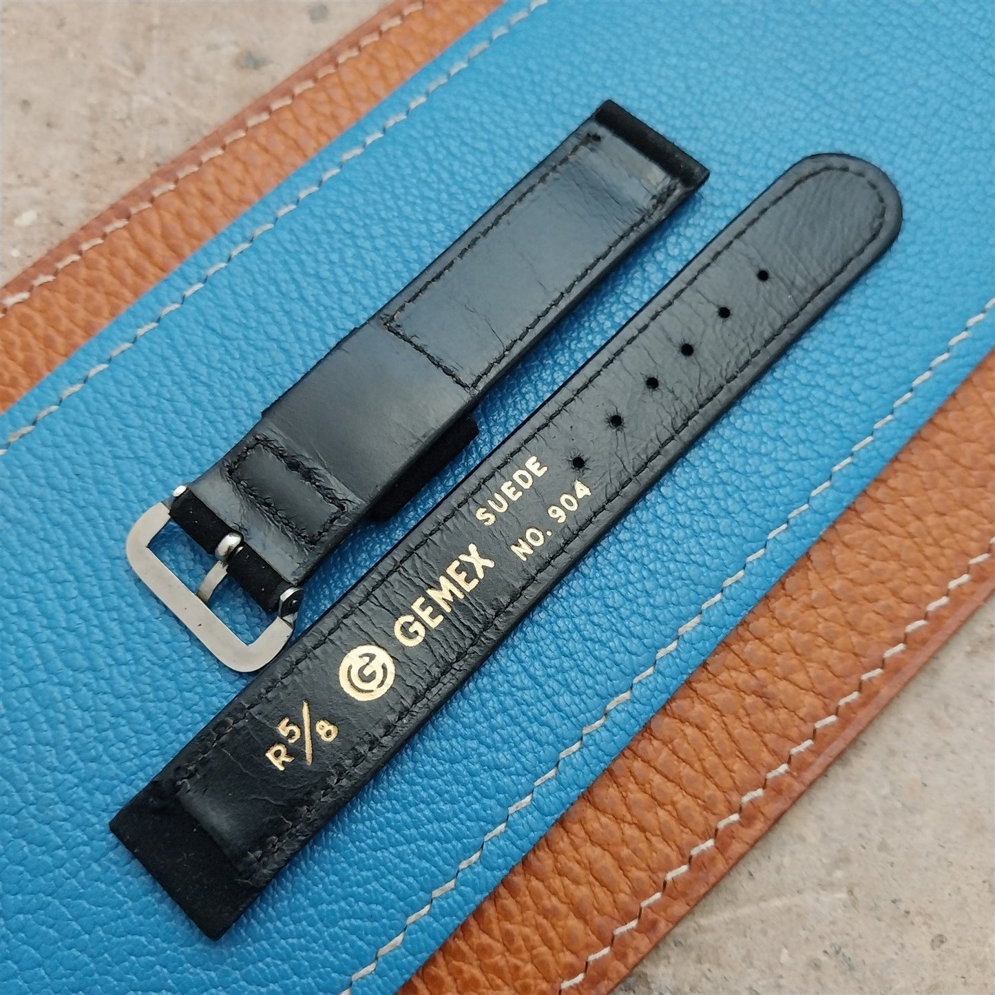 Vintage 5/8" Gemex Unpadded Suede Unused Classic 1950s Watch Strap