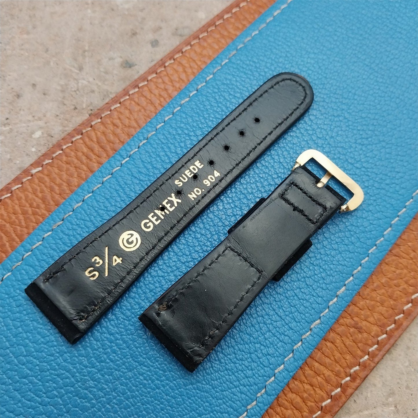 Vintage 18.6mm Gemex Unpadded Suede Short Unused 1950s Watch Strap
