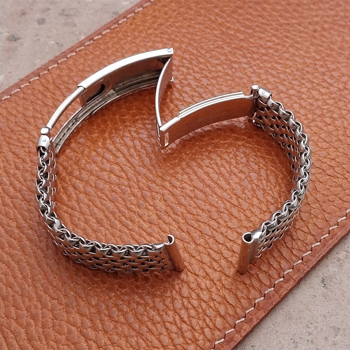 19mm 18mm 17mm 16mm White Gold-Filled Kreisler Mesh Vintage Watch Band