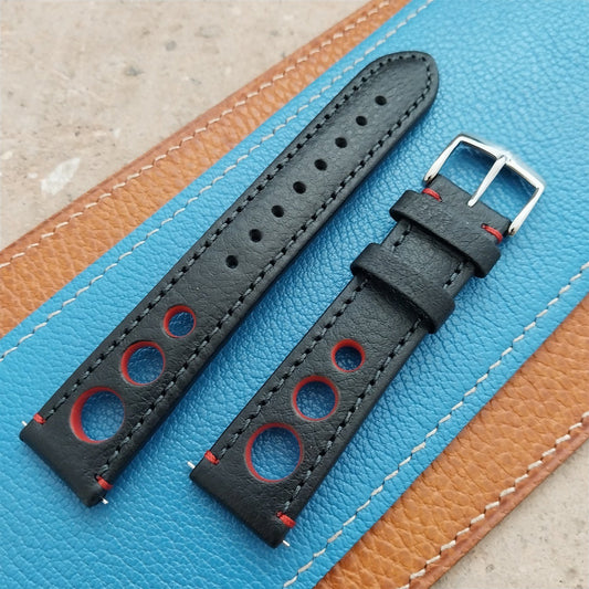 20mm Hirsch Rally Black & Red Buffalo Leather Unused 20/18 Watch Strap