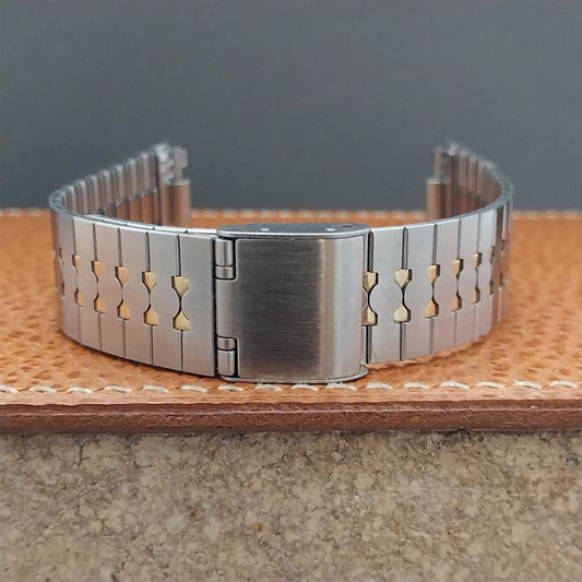 17mm Special Fit Flared Stainless & Gold-Tone nos Vintage Watch Band