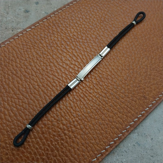 Ladies White Gold-Fill Lenox Black Cordette Unused Vintage Cocktail Watch Band