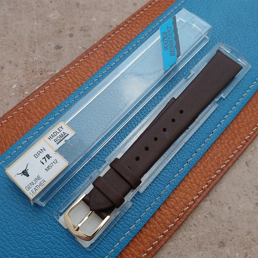17mm Hadley Roma Tapered Brown Leather 17/14 Unused Watch Strap