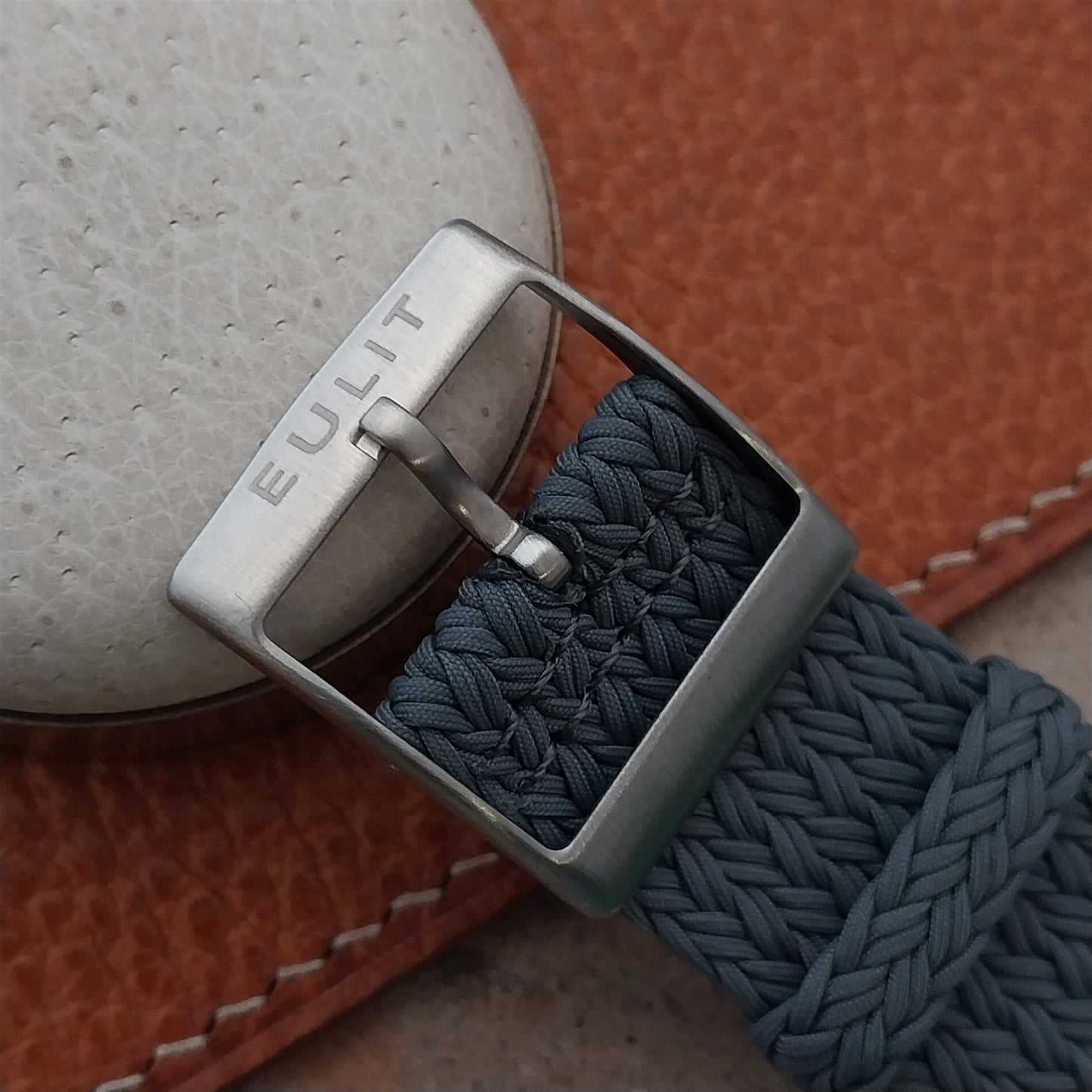 22mm Gray Eulit Palma Pacific Braided Perlon Two-Piece Field Watch Strap