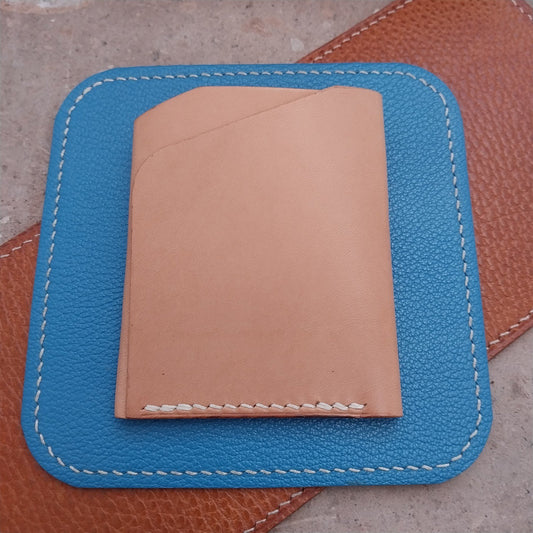 Minimal Natural Vachetta Leather Card Wallet Handmade in New Mexico