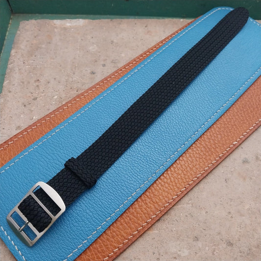 20mm Eulit Atlantic Black Braided Perlon Single Pass Field Watch Strap