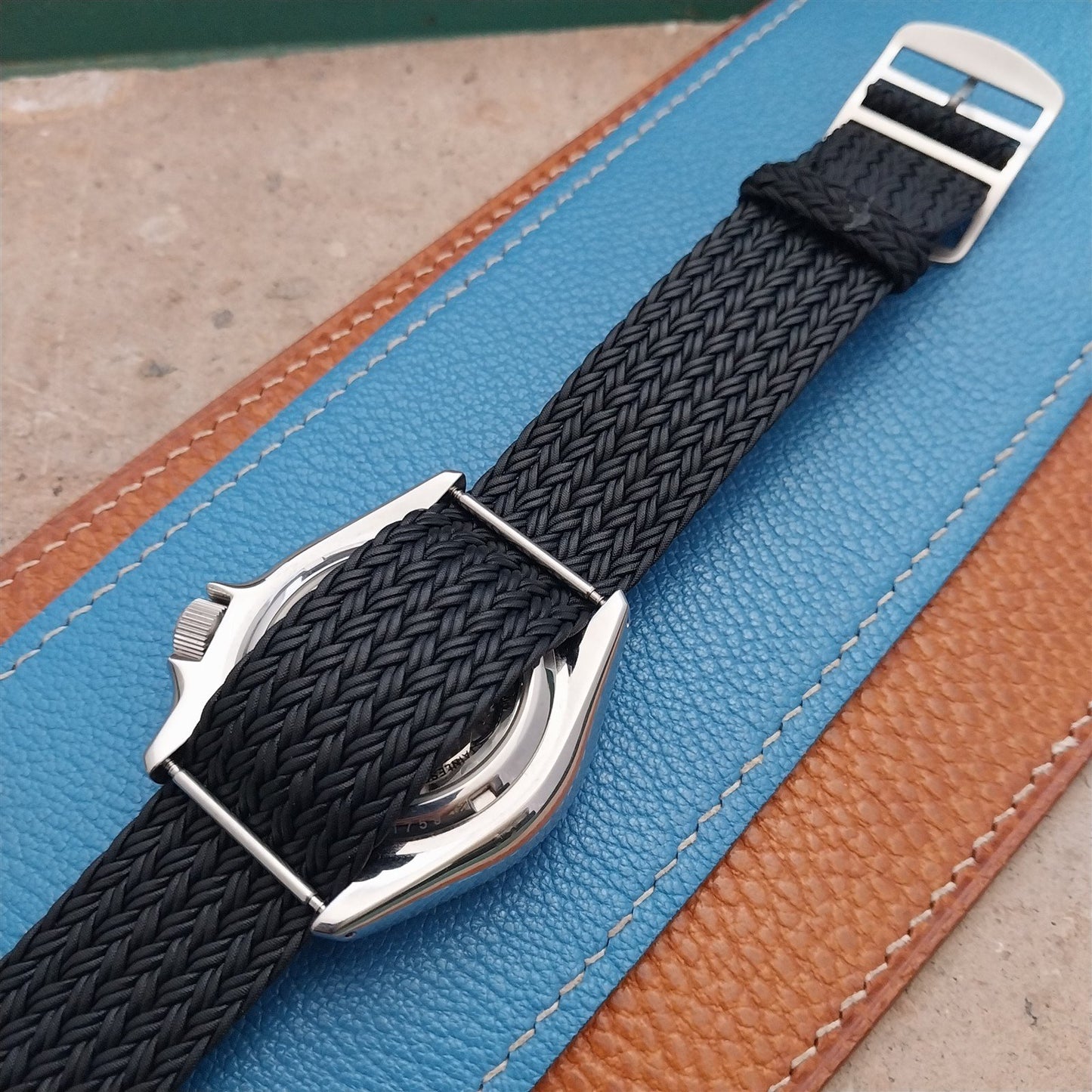 22mm Eulit Atlantic Black Braided Perlon Single Pass Field Watch Strap