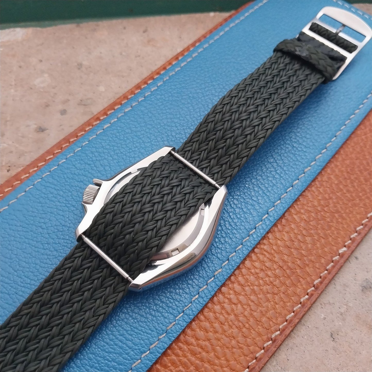 22mm Eulit Atlantic Green Braided Perlon Single Pass Field Watch Strap