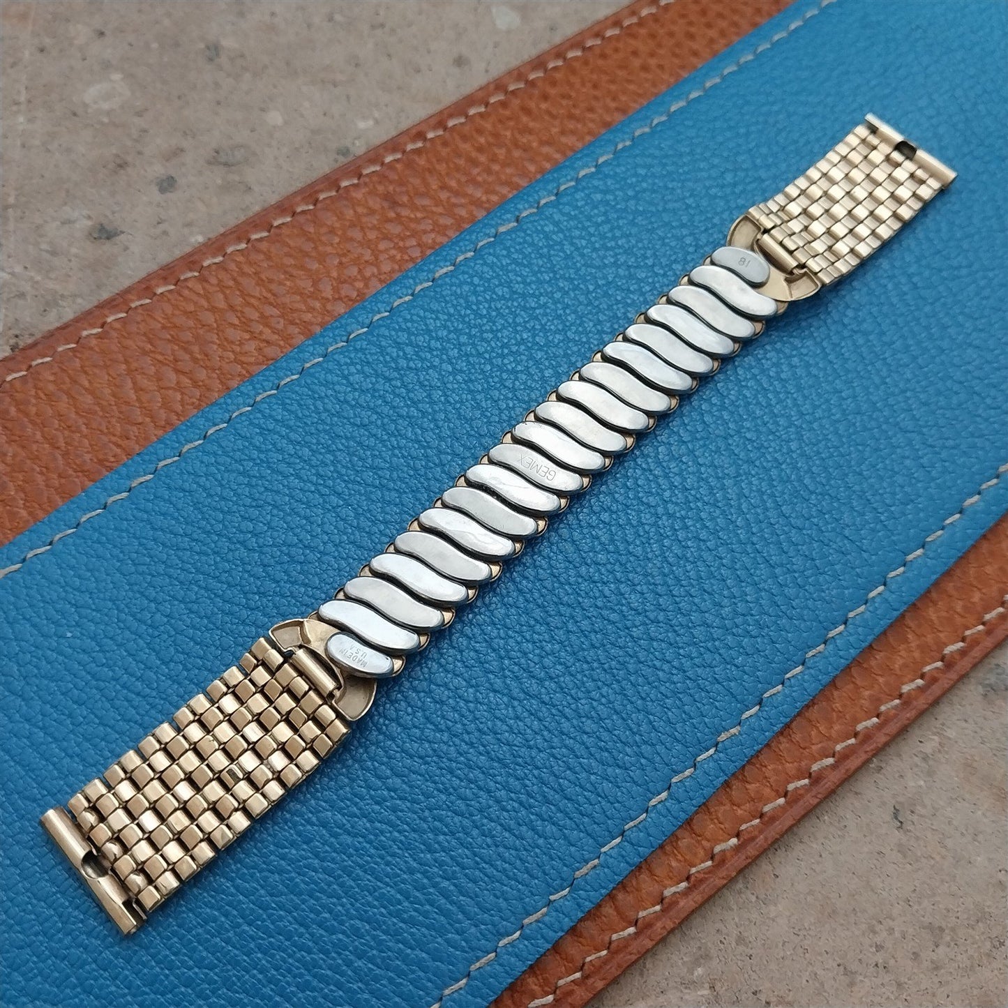5/8" Gold-Filled Gemex Rice Beads Unused mcm 1950s Vintage Watch Band