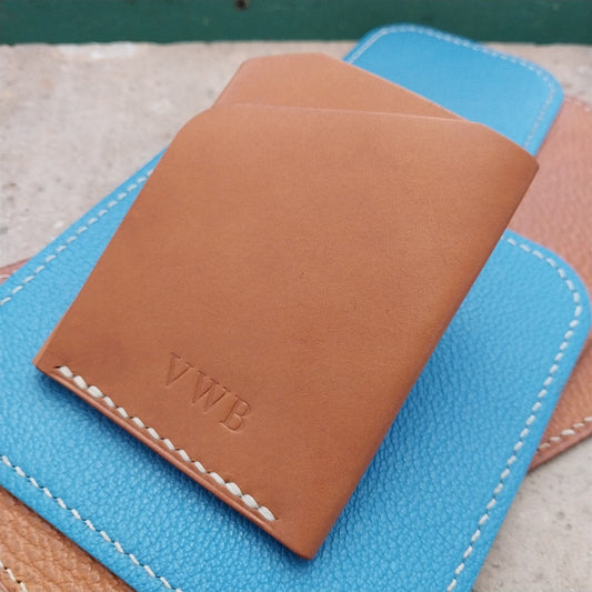 Custom Initials Bridle Leather Card Wallet Handmade in New Mexico