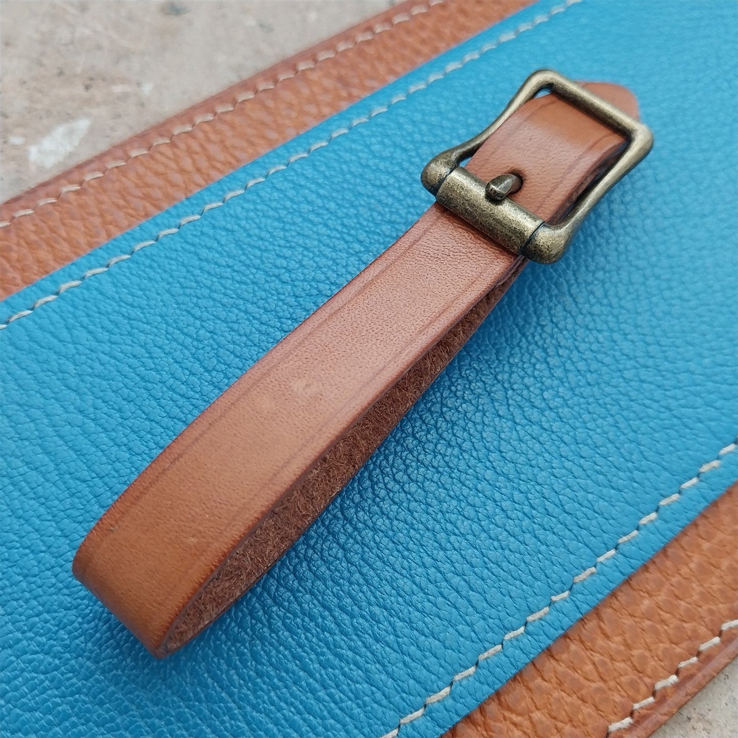 Waxed Russet Saddle Leather Pocket Watch Strap & Antique Brass Finish Buckle