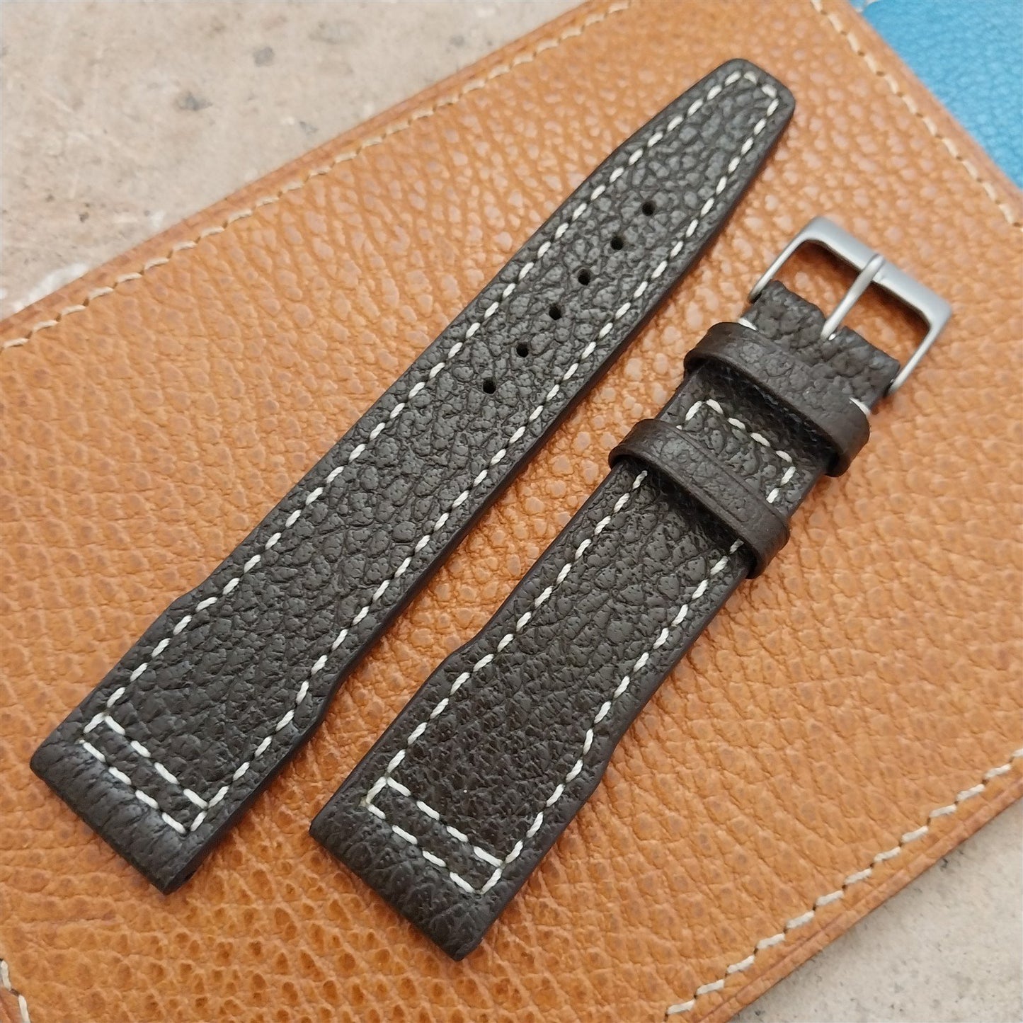 20mm Mocha Rios Typhoon Buffalo Leather 20/18 Aviator Pilot Watch Strap