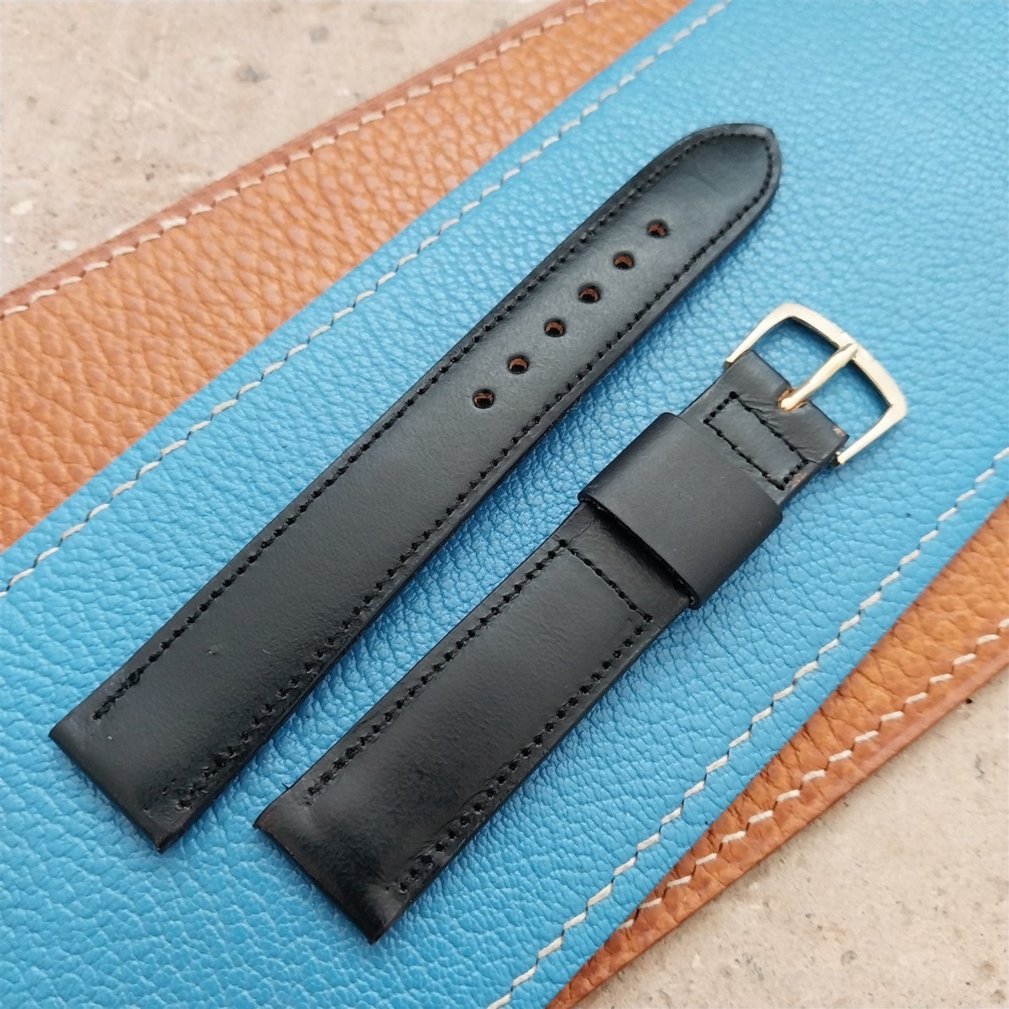 1970s Vintage 17.2mm Kalbe Tapered Saddle Leather Watch Strap