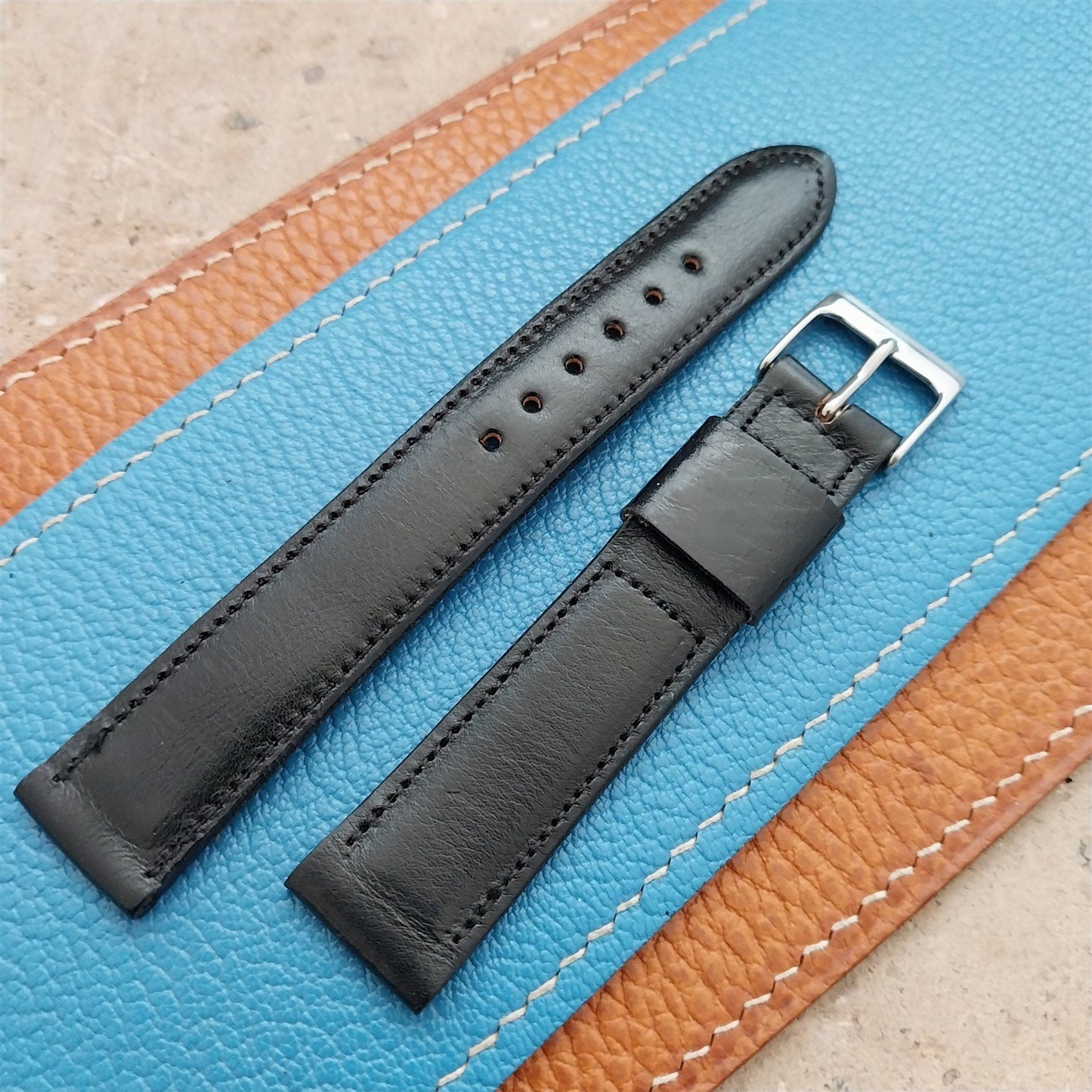 1970s Vintage 17.2mm Kalbe Tapered Saddle Leather Watch Strap